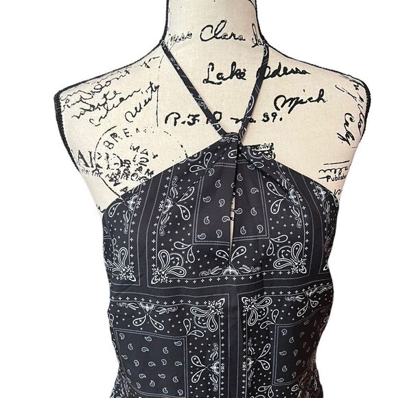 Elodie Paisley printed halter mini dress Ladies size xl extra large Black - Picture 2 of 5